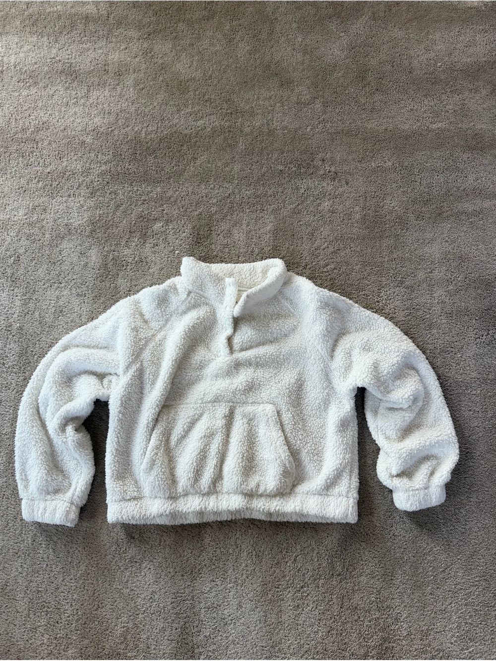Aéropostale White Sherpa Quarter Snap Pullover Size L